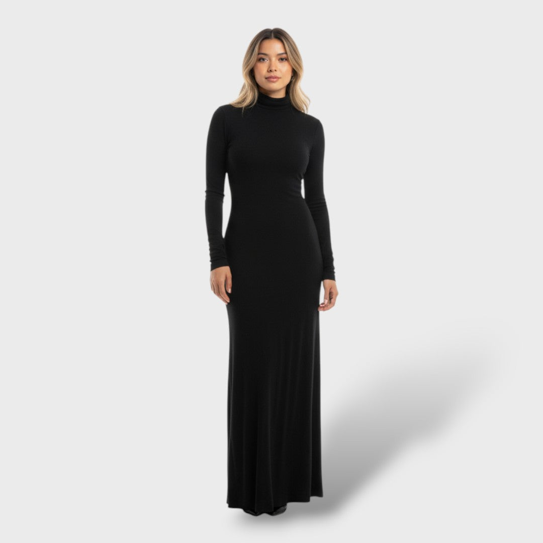 Vestido maxi de cuello alto mujer