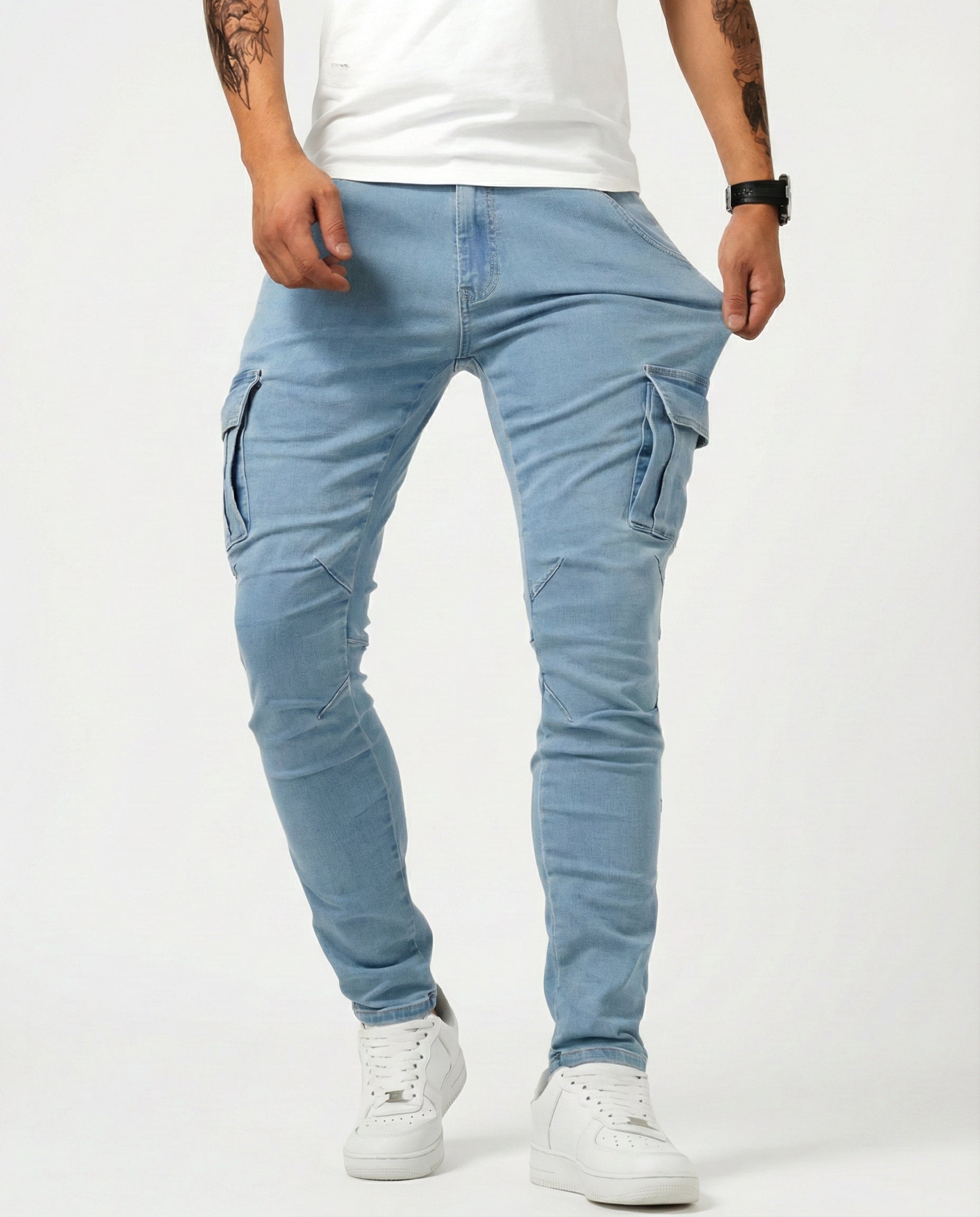 Pantalón Cargo Marino Elástico