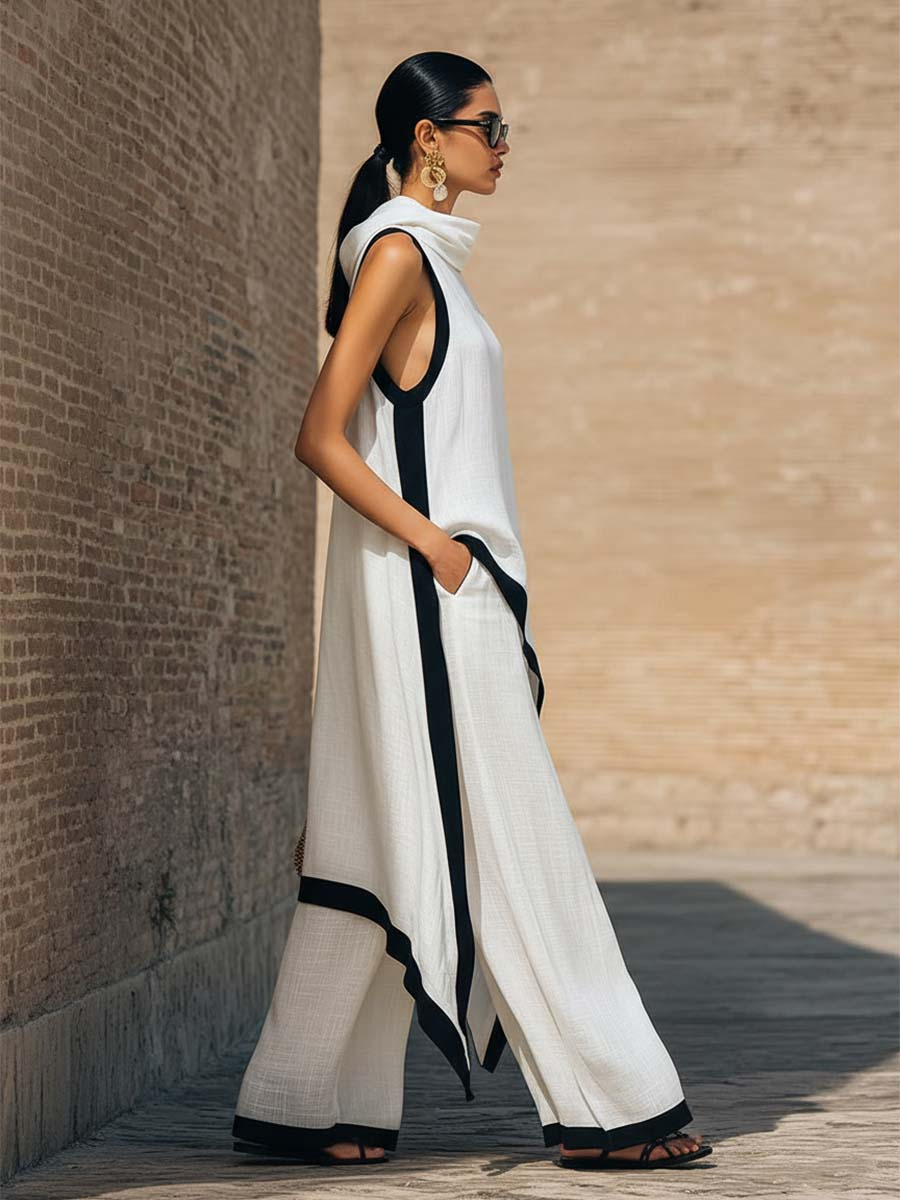 JOVANNE I Conjunto de dos piezas de lino y algodón, elegante y con un corte artístico