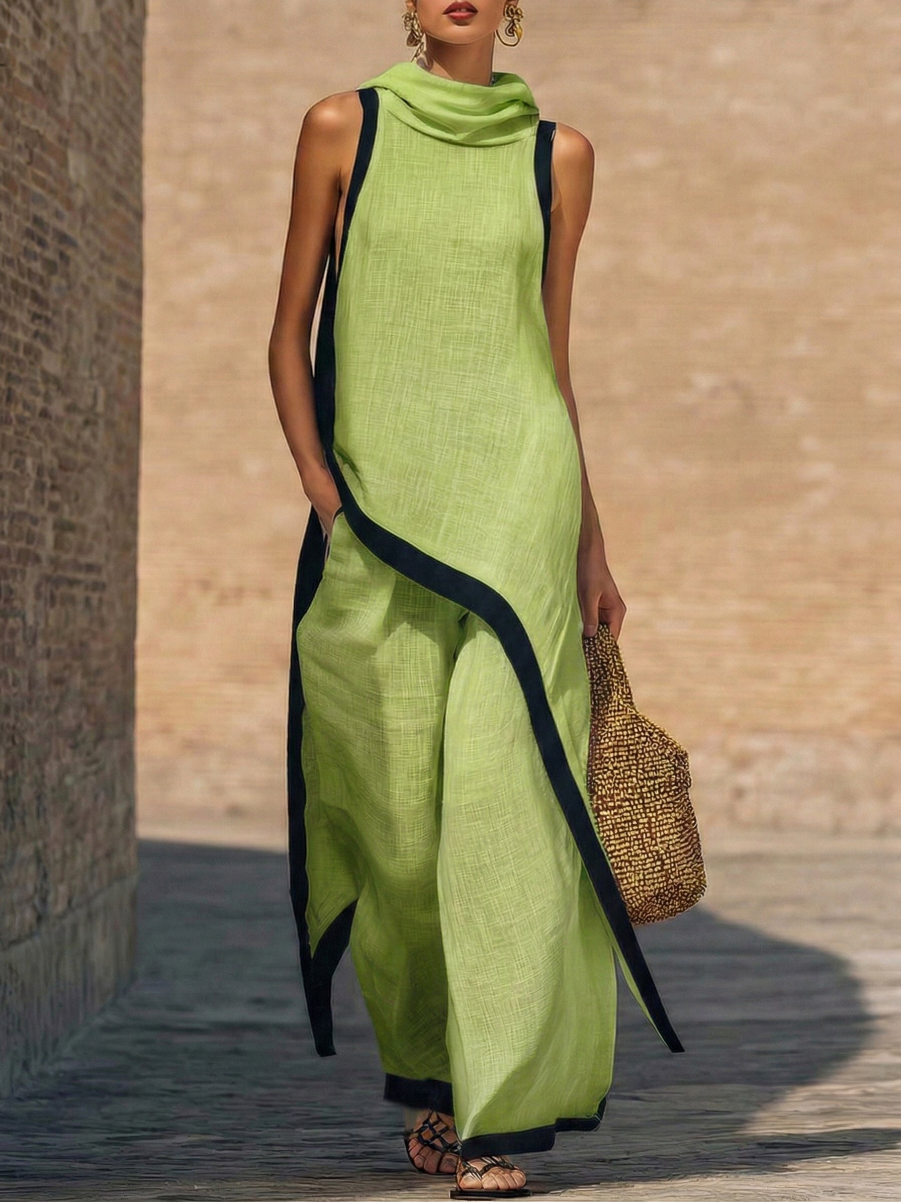 JOVANNE I Conjunto de dos piezas de lino y algodón, elegante y con un corte artístico