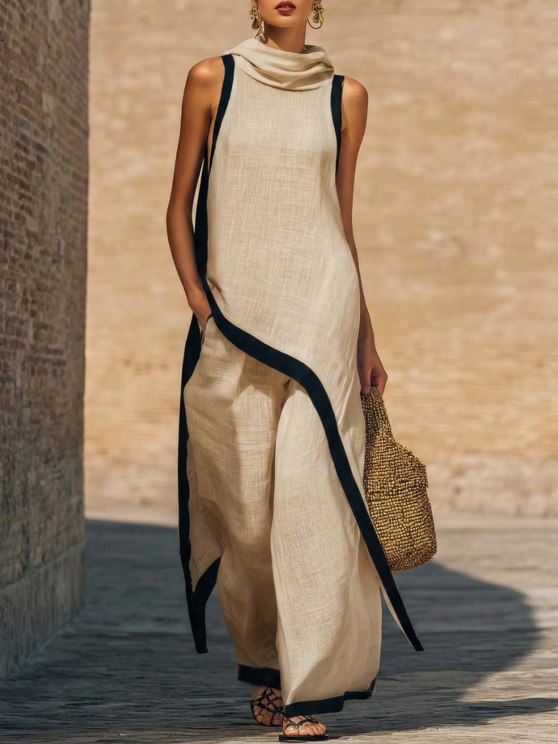 JOVANNE I Conjunto de dos piezas de lino y algodón, elegante y con un corte artístico
