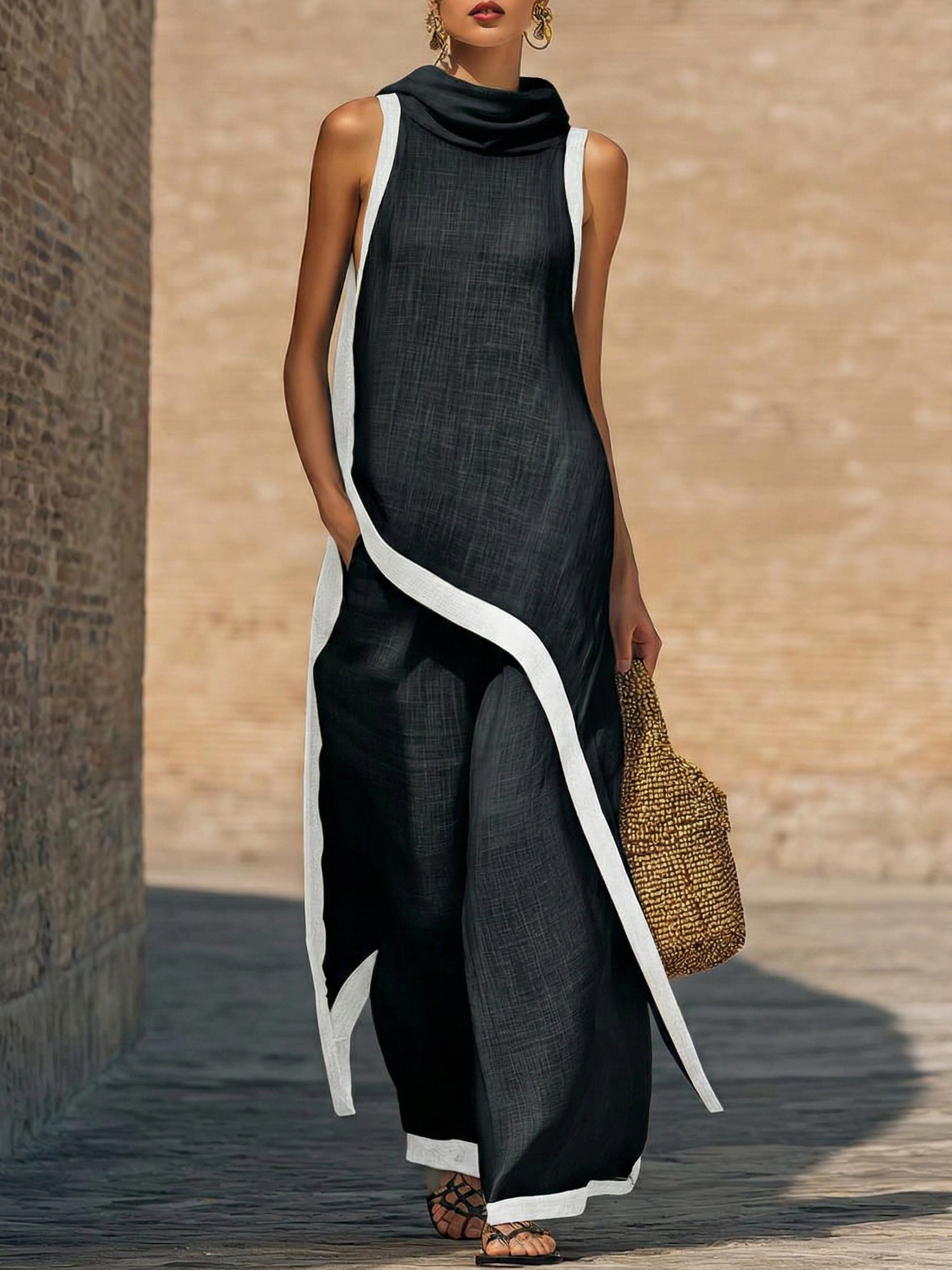 JOVANNE I Conjunto de dos piezas de lino y algodón, elegante y con un corte artístico