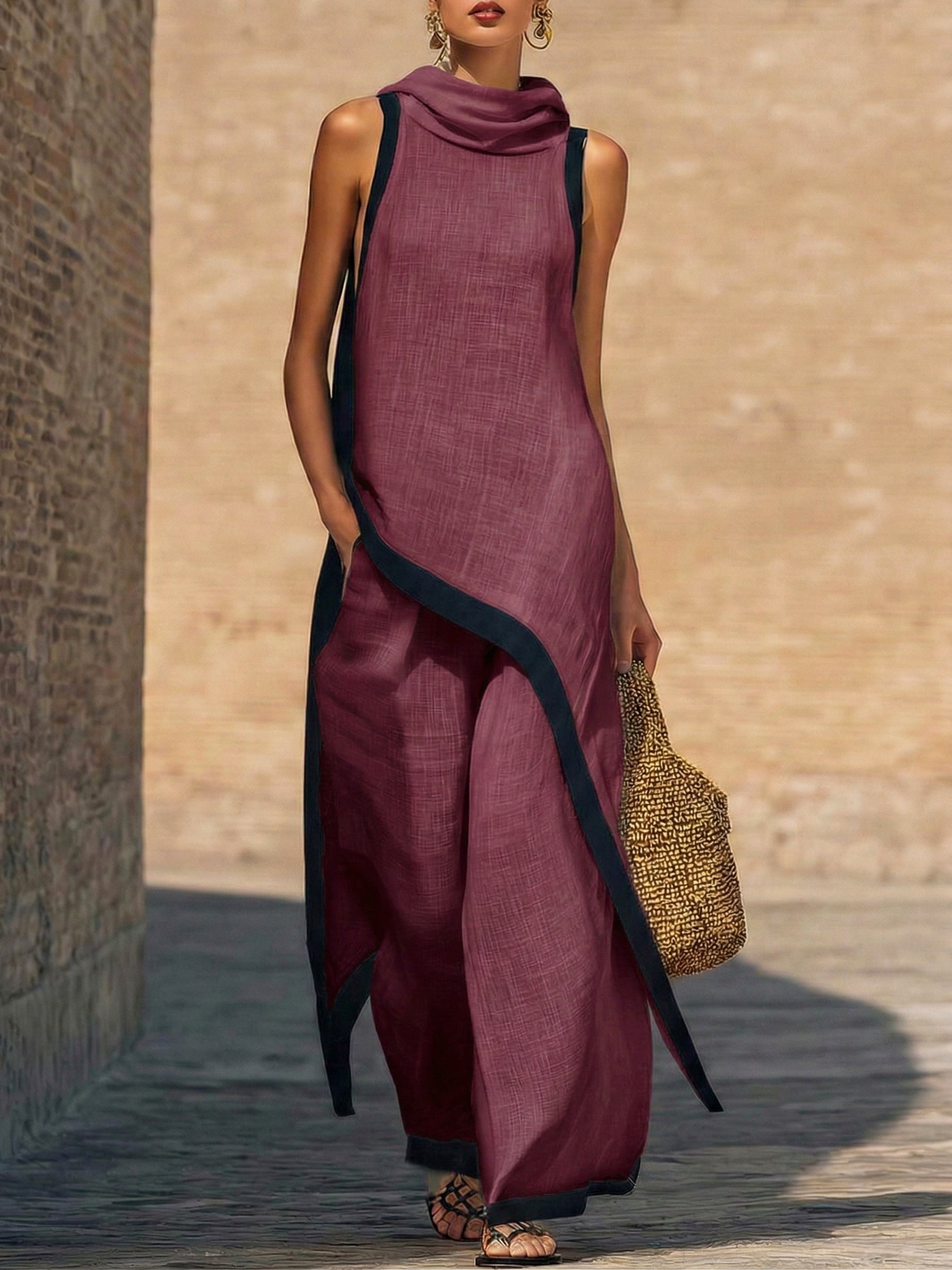 JOVANNE I Conjunto de dos piezas de lino y algodón, elegante y con un corte artístico