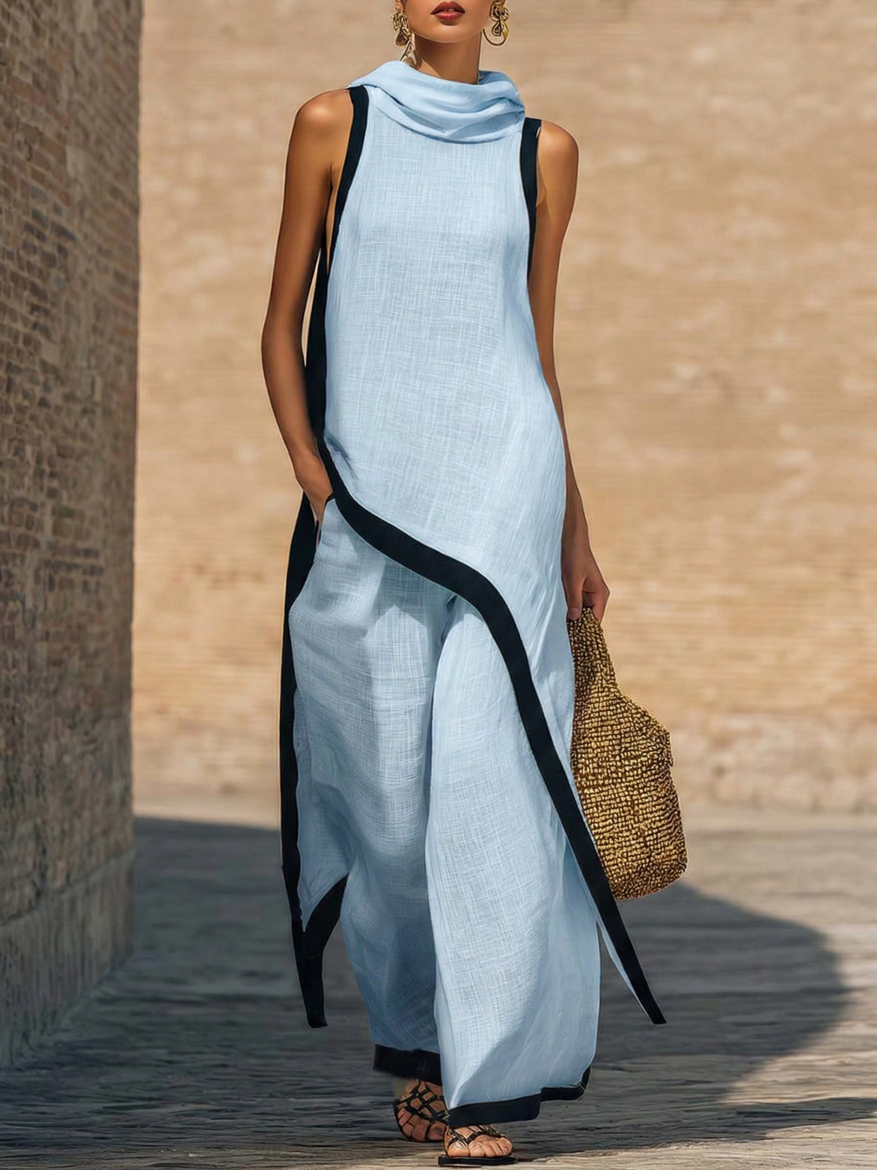JOVANNE I Conjunto de dos piezas de lino y algodón, elegante y con un corte artístico
